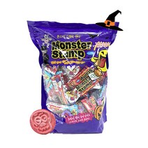 몬스터 스탬프 캔디 세트 한봉지 1050g 약 70봉 오렌지 소다 콜라향 답례품 선물 도장 사탕 할로윈 캐릭터, 단품, 단품