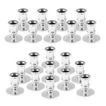 10x2pcs 플라스틱 기둥 양초 자료 전자 테이퍼 양초 스탠드 LED 양초 자료 실버