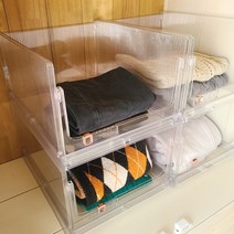 심플생활 슬라이딩 투명 옷 정리함 트레이, 중 1개, 1개