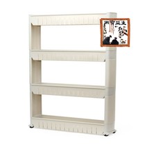 틈새수납장 일반형 4층 수납정리함 이동식트롤리 틈새선반, 화이트