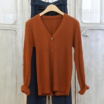 이힝 여성용 5버튼 골지 브이넥 니트 가디건