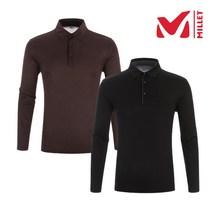 밀레 MILLET 2칼라 남성 남자 봄 여름 일상겸용 청량감을 주는 얇고 시원한 전체적으로 심플한 기본형 긴팔 카라 티셔츠