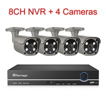 멀티포트충전기 100w c타입 techage 보안 카메라 시스템 8ch 5mp hd, 없음, 8ch 4탄 카메라