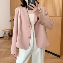 투버튼 여성 데일리 캐주얼 자켓 베이직 숏 아우터