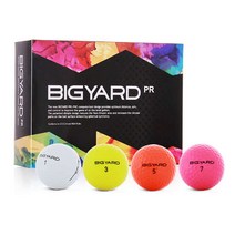 빅야드 PR 골프공 2피스 42.67mm 흰색 3p + 노랑 3p + 오렌지 3p + 핑크 3p, 혼합 색상, 1세트