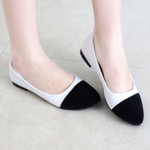 앞코뾰족 포인트 배색플랫슈즈 투톤플랫슈즈 할머니 임산부신발