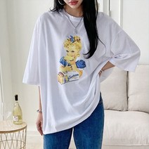 쉬즈미 TRT 641 포토 프린팅 루즈핏 박스 롱티 빅사이즈 오버 여름