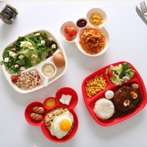 코스트코 간식 나눔 플레이팅 접시 유아 아동 식판 반찬 다과 안주 국산 칸칸용기 다이어트, 타원2칸 화이트(아이보리)