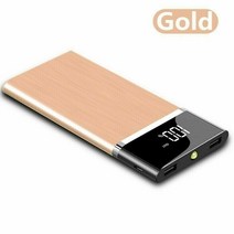 초박형 휴대용 외장 배터리 대용량 전원 은행 10000mAh 충전기, Gold