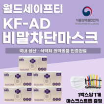 월드세이프티 국산 의약외품 KF-AD 비말차단마스크 50매, 5박스, 화이트