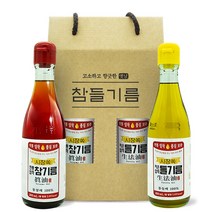 시장쏙 전통압착 참기름 300ml + 저온압착 들기름 300ml 설 선물세트 1호, 전통압착참기름 300ml + 저온압착들기름 300ml