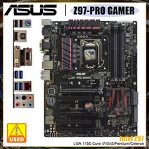 ASUS 마더 보드 Z97-PRO 게이머 사용 인텔 Z97 칩셋 통합 Realtek ALC1150 8 채널 사운드 칩 LGA 1150, 없음