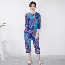 엄마옷 모슬린 페이즐 7부 상하세트홈웨어 HS205048마담 미시옷 50대 중년여성의류 60대 엄마옷 빅사이즈 할머니옷 여성옷 여름