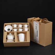 도자기 찻잔 세트 세라믹 선물 전통주 접대 선물용, 빨간 선물 상자 황금 대나무 구름 세트