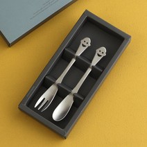 인스푼 스마일 이니셜 티스푼포크 기념품 돌답례품, 스마일 2P (포크1+티스푼1), 인쇄안함 / 골드그린