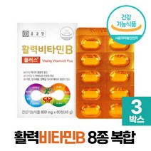 종근당 활력 비타민B 활성 비타민비 플러스 수용성 비타민B군 8종, 3개, 비타민B 60정