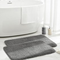 FASEN 모던데일 뽀송 욕실 발매트 발매트 욕실발매트 화장실 발닦개 현관 빨아쓰는 융모 발매트, D-10.그레이x2 50X80
