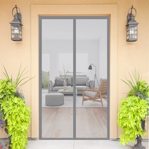 자석 방충망 출입문 일체형 자석 현관 스트라이프 모기장 자석 베란다 모기장 방충망문 쉬운 설치, 그레이A