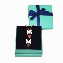 아동 핑크 리본 반지 목걸이 귀찌 세트