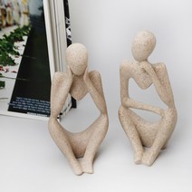 생각하는사람 스톤 장식 오브제 인테리어 촬영 홈카페 소품, 큰사이즈 - 왼손