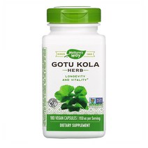 네이처스웨이 고투콜라 병풀 180정 Gotu Kola Herb 475 mg 180 Vegan Capsules, 1개