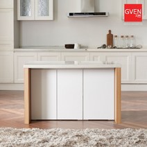 GVEN 지벤 라이나 H형 인조대리석 1200 아일랜드 식탁, 바이컬화이트:멀바우화이트