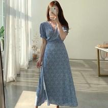 휴양지원피스원피스 드레스 2022 여성 여름 휴가 편안한 캐주얼 레이스 업 옷 일본 스타일 세련된 긴