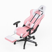 아우스 위너렉스 레이싱 게이밍의자 D시리즈, 화이트-핑크 발받침 포함