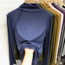 제이제이헤라 여성 슬림핏 터틀넥 긴팔 티셔츠 t007