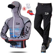 다이와 daiwa 바위 낚시 의류 썬 스크린 의류 통기성 속건성 바다 모기 남성 자외선 얼음 실크로드 서브 의류, 그레이피쉬럭셔리세트