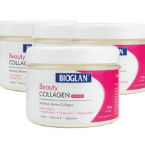 영국 바이오글랜 Bioglan 뷰티 마린 콜라겐 5000mg 파우더 비오틴 비타민C 셀레늄 151g, 4팩