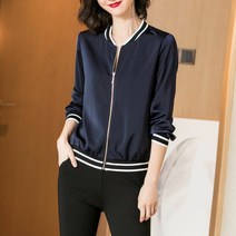 WSG 여성 봄가을 30대 40대 세미 점퍼 빅사이즈 긴팔 아우터 자켓 S~3XL