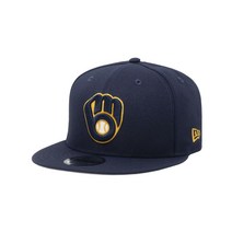 New Era 9Fifty 남성 모자 MLB 기본 Milwaukee 밀워키 Brewers 장갑 네이비 블루 스냅백 Basic Snap