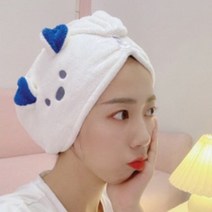 헤어 드라이타올 머리수건 극세사, 화이트백곰
