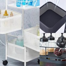 사각 이동식 회전 트롤리 (3단) (화이트) 피부샵웨건 인테리어소품사이트 미용트롤리