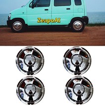 Zeapoai 자동차 악세사리 13 14 15 16인치 휠커버 휠캡 크롬 4개, 13인치 휠커버