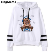 후드티 Capibara 남성 하라주쿠 양털 긴 소매 탑 tracksuit 의류 남자