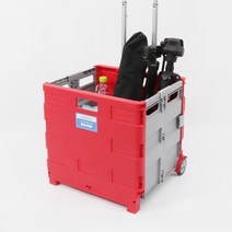 아이유 네모핸드 접이식 바퀴달린 장보기 시장용 마트용 쇼핑 카트 시장바구니 시장가방 장바구니캐리어 35KG, 레드, 1개