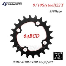 PROWHEEL 원형 체인링 64/96/104BCD 산악 자전거 휠 22T 24T 30T 32T 40T 42T 44T 스프로킷 스틸/합금 톱, 02 M2 10S 22T SPFH590, 1개