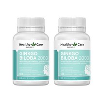 Healthy Care Ginkgo Biloba 2000 헬씨케어 징코 빌로바 은행나무 추출물 100정 2팩, 2개