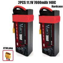 VARCS RC-Lipo 배터리 3S 11.1V 7500mAh 130C/260C 하드케이스 RC 1/8 /10 자동차 오프로드 버기 트럭 보트 드론 사라시 부품 2 개, [07] 2PCS7500HARD-XT90
