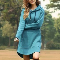 봄 원피스 Jocoo-Jolee 패션 후드 솔리드 빅 포켓 스웨터 한국 팝 캐주얼 롱 탑 오버사이즈 풀오버 드레스
