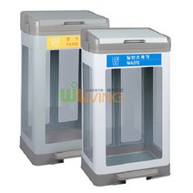 [위드리빙] 투명분리휴지통(투명) (페달형 페달O 뚜껑O) (WL-2693), 실버