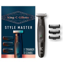 King C. Gillette 남성용 수염 트리머 4D 블레이드 1개와 교체 가능한 빗 3개가 있는 무선 스타일 마스터 트리머 1개 포함 방수 308843, King C. Gillette Style Master