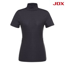 JDX여성골프웨어 가을 스판 스윙연습 X고리패턴 이밴드 반팔하이넥 X1TST7501BK