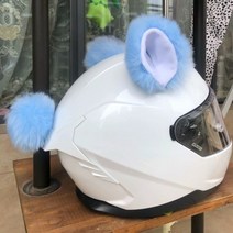 2 개쌍 크리 에이 티브 귀여운 오토바이 헬멧 봉제 고양이 귀 벨 모토 크로스 헬멧 장식 스티커 액세서리 cosplayer 스타일링, 파란 귀와 꼬리