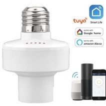 CORUI WiFi Tuya 스마트 전구 어댑터 E27 E26 무선 변환 램프 홀더 베이스 AC 음성 제어 Alexa Google Home, [01] 1pcs E27 wifi, [01] E26 E27