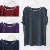 지오벤투 여성 배색라운드 반팔 티셔츠 쿨링 스판 여름옷