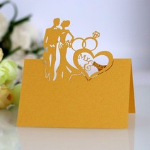 신부와 신랑 이름 장소 카드 DIY 테이블 좌석 메시지 인사말 베이비 샤워 생일 파티 웨딩 장식 50 개, [02] Gold