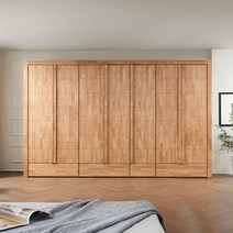 사사가구 엠버드 고무나무원목 12자 장롱 옷장, 내추럴